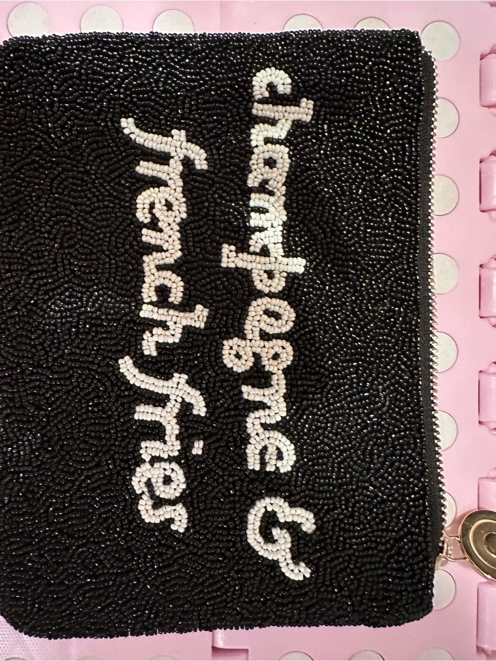 Kate Spade & Target Black Beaded 'Champagne & French Fries' Pouch